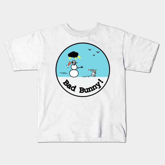 Frosty the Snowman and Bunny Kids T-Shirt by Musings Home Decor